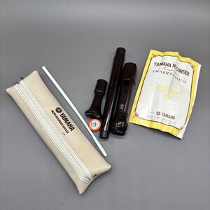 Yamaha Alto 18” Recorder Baroque Brown 3 Piece Case Cream Grease Japan Vintage
